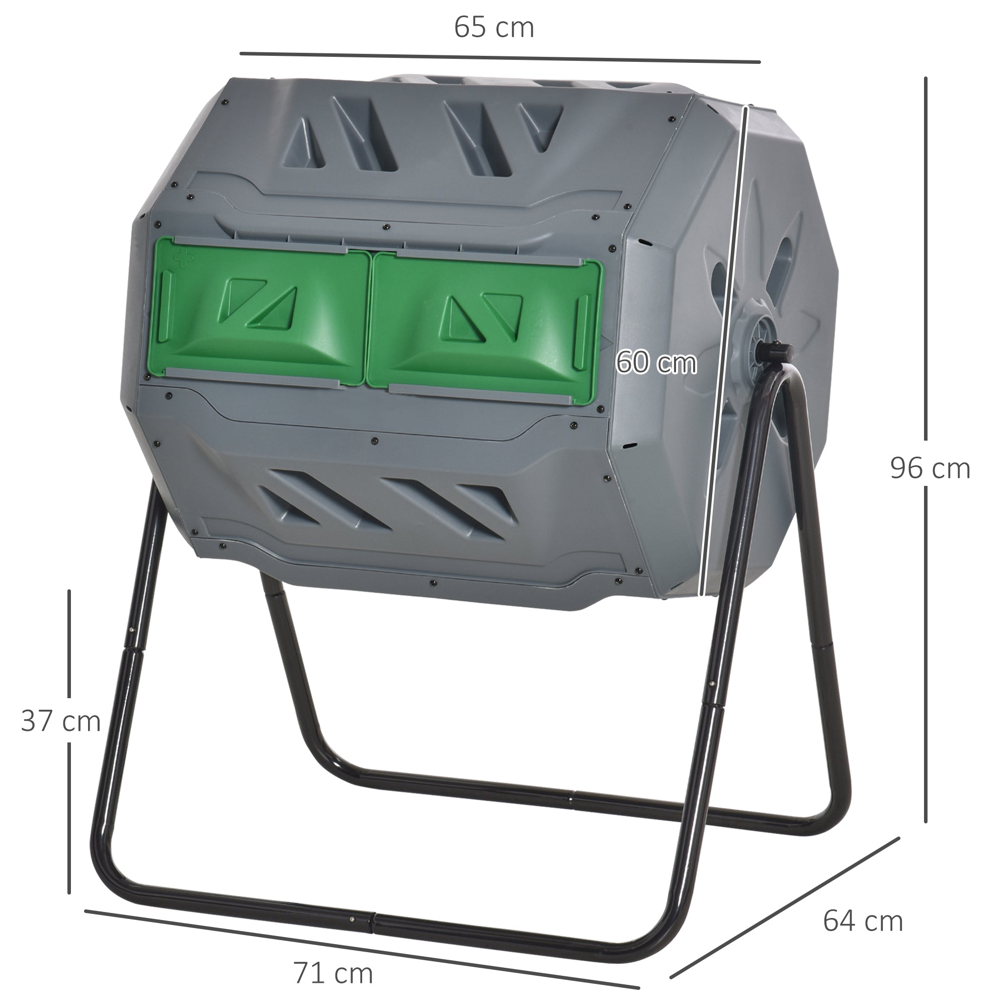 160L 360° Rotating Dual Chamber Composter - Grey