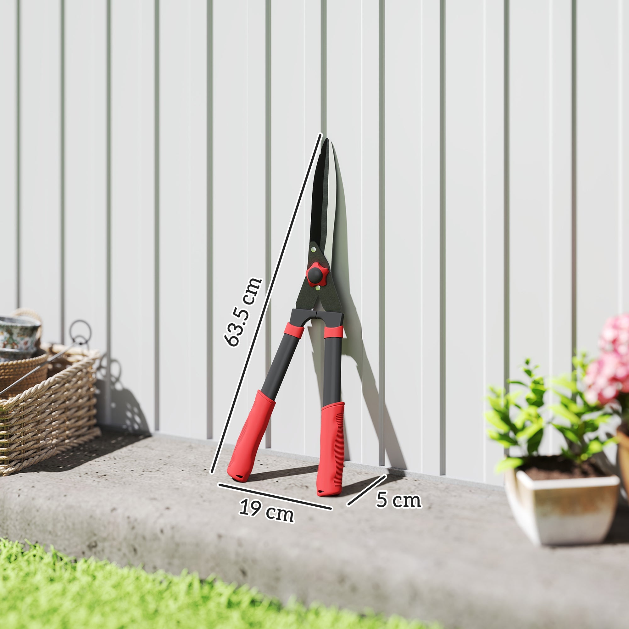 Garden Shears, 63.5 cm Heavy Duty Hedge Shears with Razor-Sharp Blades, Comfort Grip and Tension Adjuster for Hedges, Shrubs and Bushes, Easy Cutting and Trimming