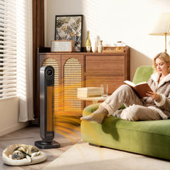 Fynco - 2000W Ceramic Electric Heater with Fan, Timer, Oscillation - Black