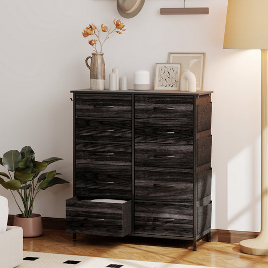 Chest of Ten Fabric Drawers - Black