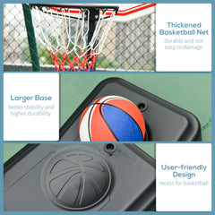 Basketball Hoop Outdoor, Portable Basketball Hoop and Stand with Weighted Base, Portable on Wheels, 1.55-2.1m, for Teens, Juniors, Adults, White