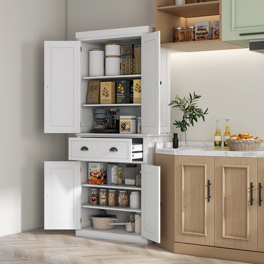 Freestanding Multi-Storage Kitchen Cabinet - White