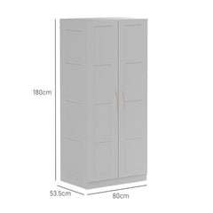 Double Paneled Door Wardrobe, with Shelves - Grey