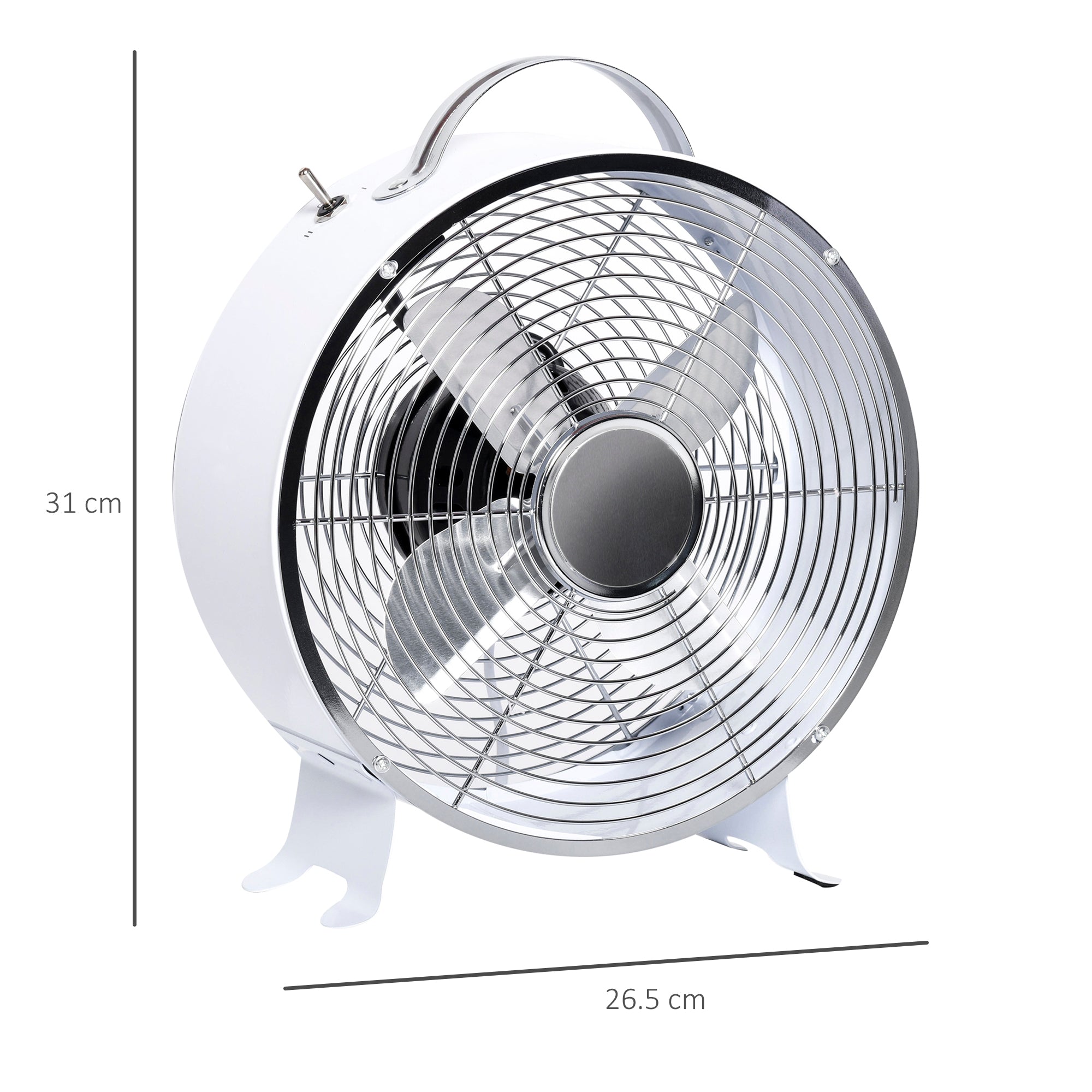 10" 2-Speed Electric Table Desk Fan w/ Safety Guard Anti-Slip Feet Portable Personal Cooling Fan Home Office Bedroom White