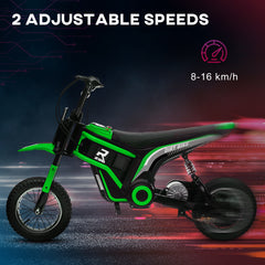 24V Electric Motorbike with Twist Grip Throttle, Music, Horn, 12" Pneumatic Tyres, 16km/h Max Speed - Green