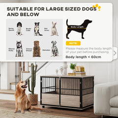 100cm Furniture Style Dog Crate Dog Cage End Table Indoor with 3 Doors Soft Washable Cushion, for Large Sized Dogs