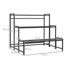 Fynco - Three-Tier Metal Plant Shelf - Black