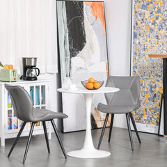 Modern Round Dining Table Leisure Coffee Bistro Table with Metal Base for Kitchen & Dining Room White