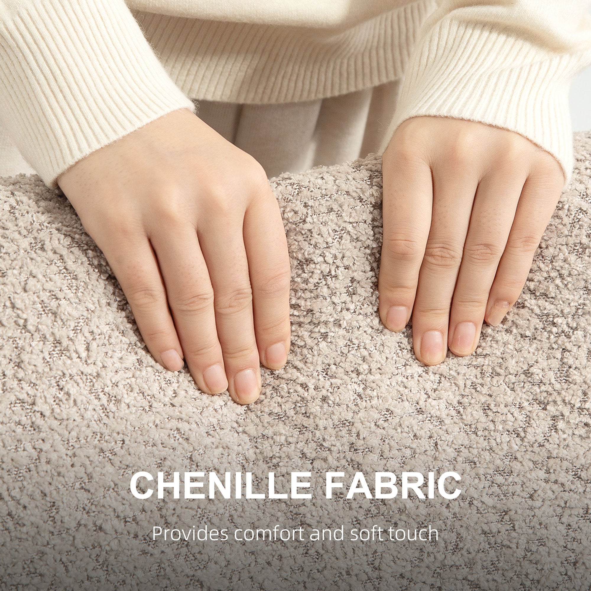 Two-Seater Chenille Sofa - Light Brown
