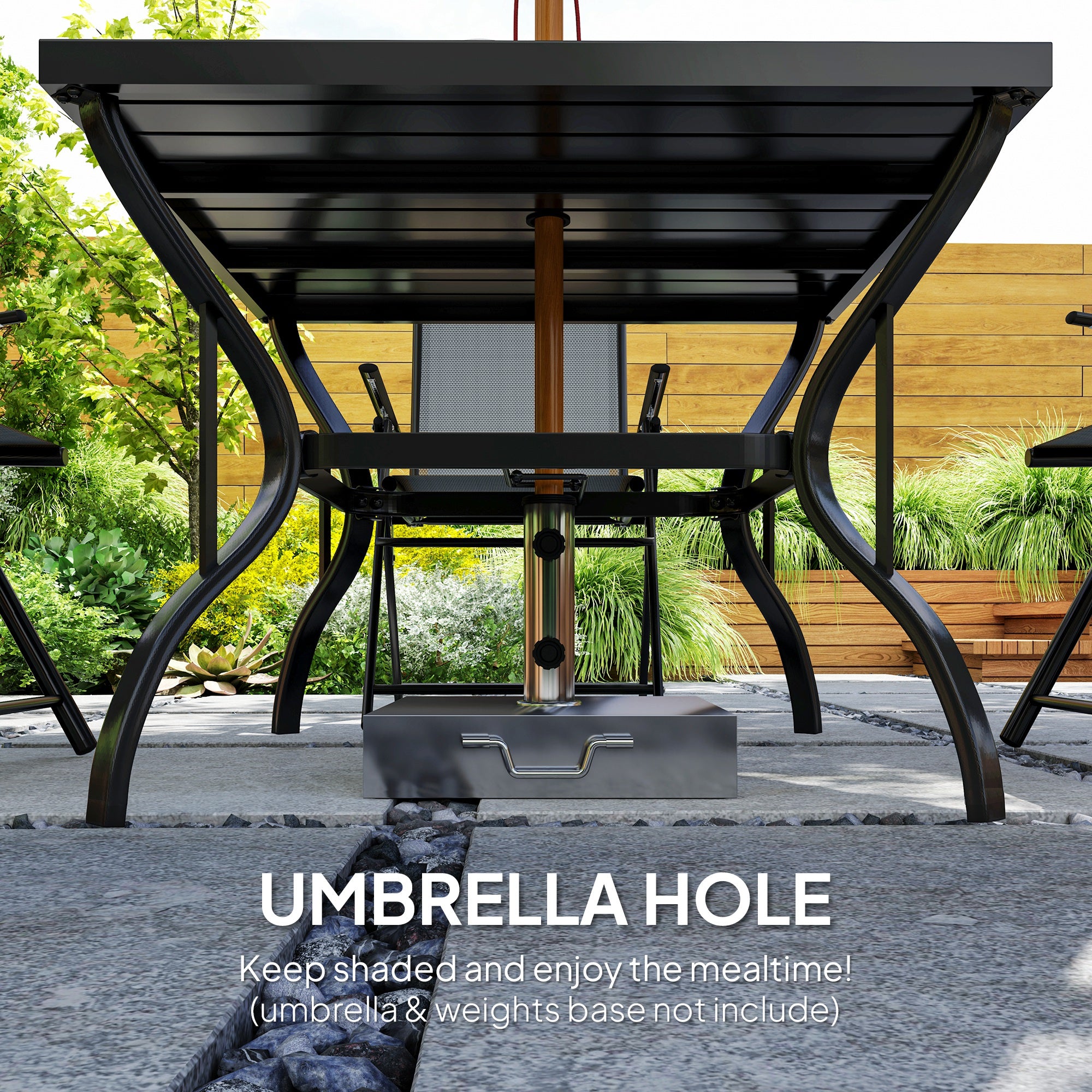 Five-Piece Steel Frame Patio Set - Grey/Black