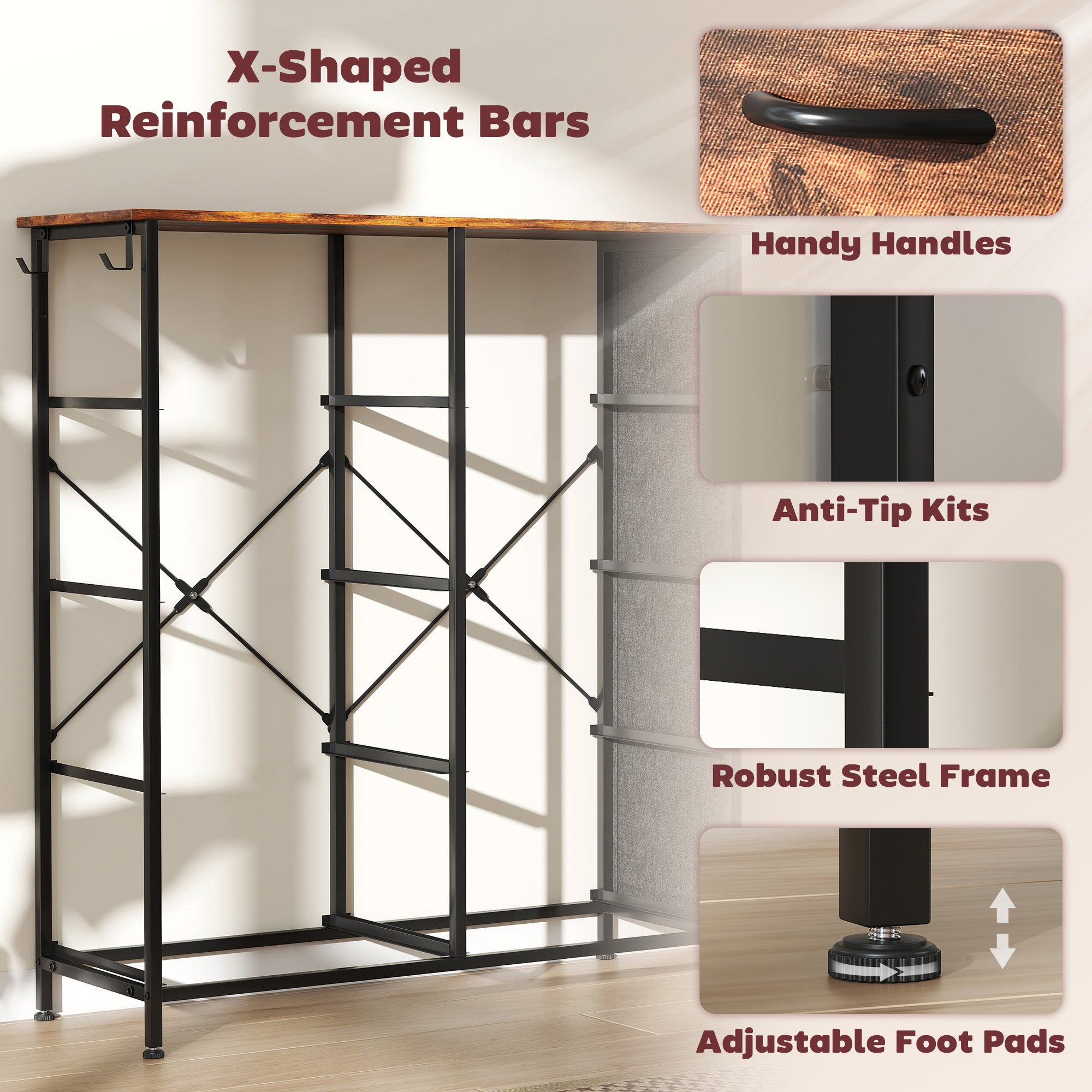 Chest of Eight Fabric Drawers - Rustic Brown