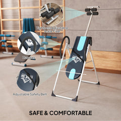 Foldable Gravity Inversion Table Back Therapy Home Fitness Bench Black