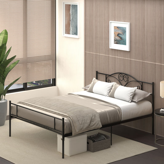 King Size Bed Frame, 5ft4 Metal Bed Base with Headboard and Footboard, 31cm Underneath Storage Space for Bedroom