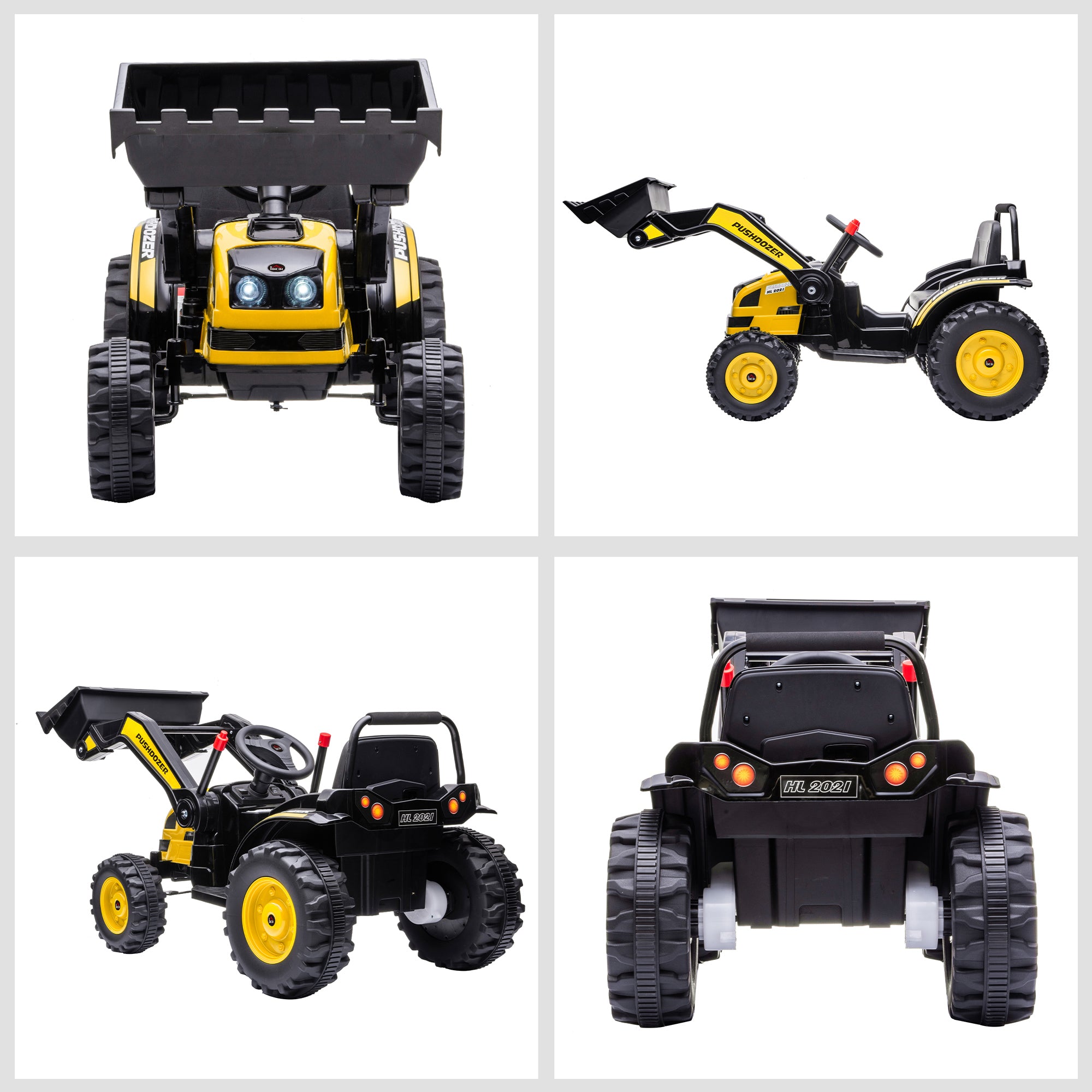 6V Electric Kids Ride On Digger Excavator Construction Tractor Music Headlight for 3-5 years Yellow