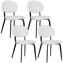 Set of Four Boucle Dining Chairs - White
