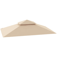 Fynco - Grill Gazebo Replacement Canopy Roof for 1.5 x 2.4m Frame, UPF50+ Protection, Double Tiered 5' x 8' Outdoor BBQ Gazebo Cover Replacement, TOP COVER ONLY, Beige