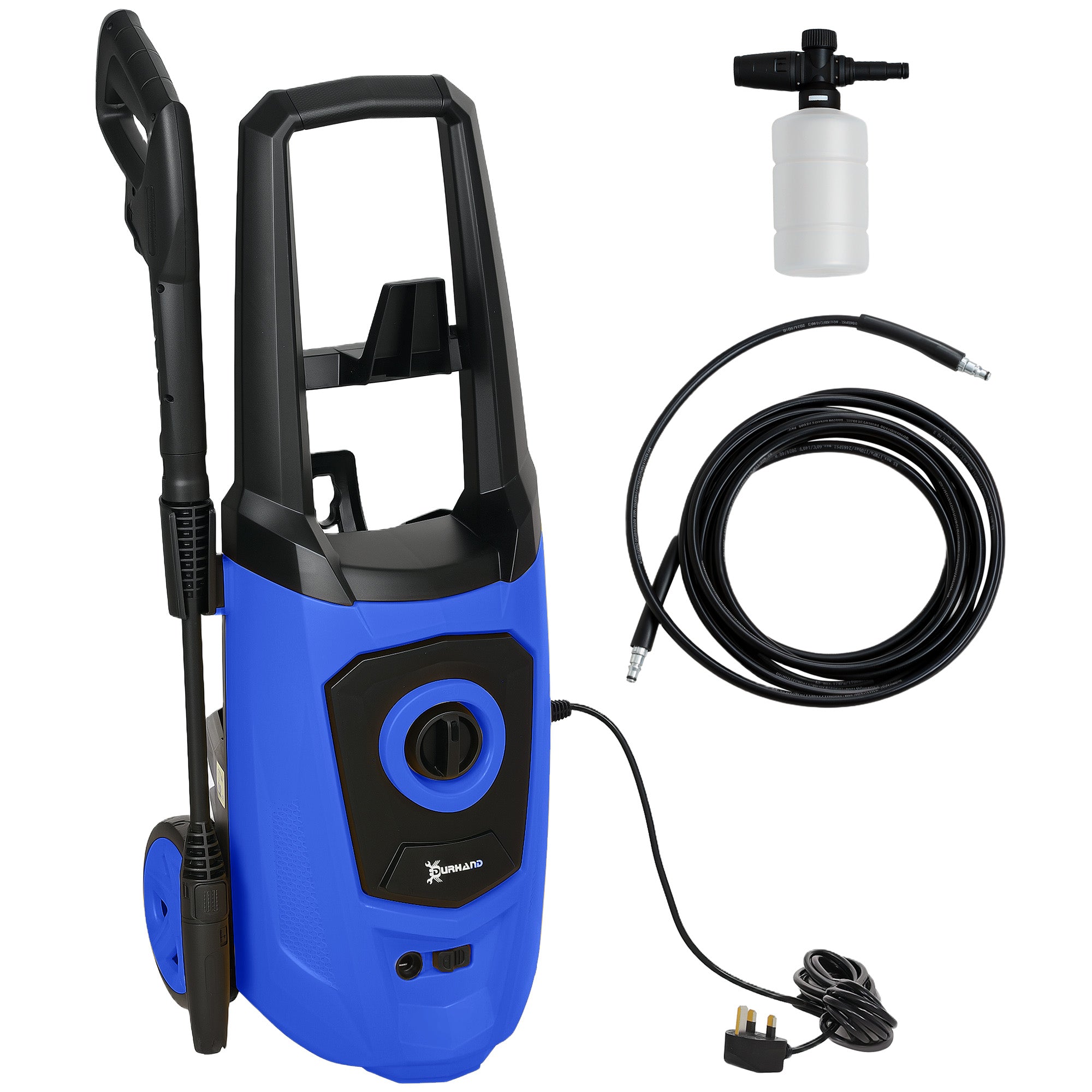 1800W High Pressure Washer, 150 Bar Pressure, 510 L/h Flow, High-Performance Portable Power Jet Wash Cleaner Blue