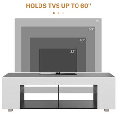 Multi-Shelf TV Cabinet, with Adjustable LED Lights - White