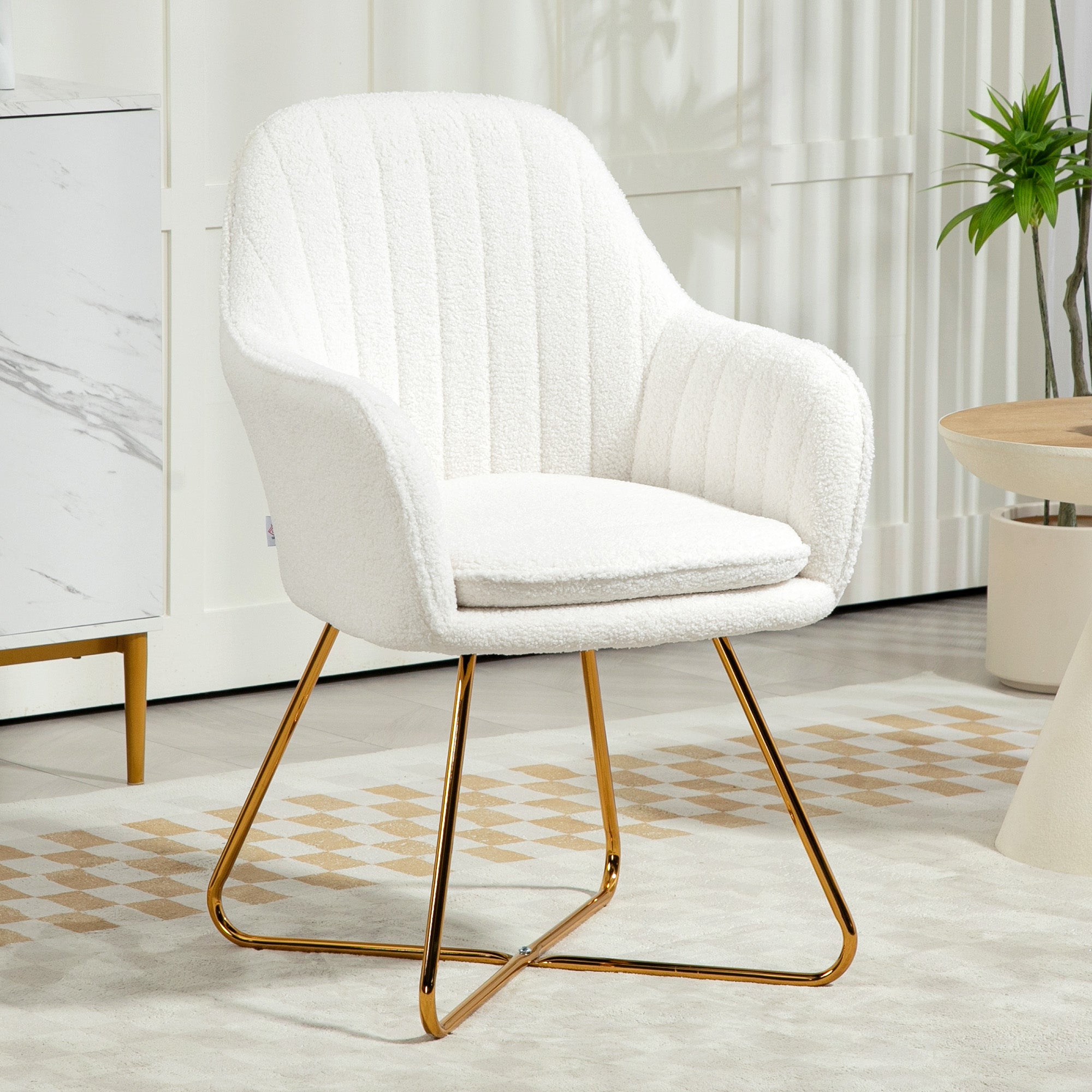 Set of Two Sherpa Fleece Dining Chairs - Cream