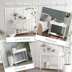 Console Table Modern Sofa Side Desk with Storage Shelves Drawers for Living Room Entryway Bedroom White