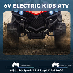 AIYAPLAY 6V Kids ATV, 4 Wheeler Electric Ride on Car with Music and LED Headlights, for Ages 3-8 Years Boys and Girls, Red
