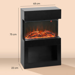 Fynco - Electric Fireplace with 3D Flame Effect, 6 Colours & 3 Brightness Levels, 1000W/2000W Black Electric Fire and Mantel Reach up to 30㎡ Space with Remote & Timer, 3 Sided View for Living Room