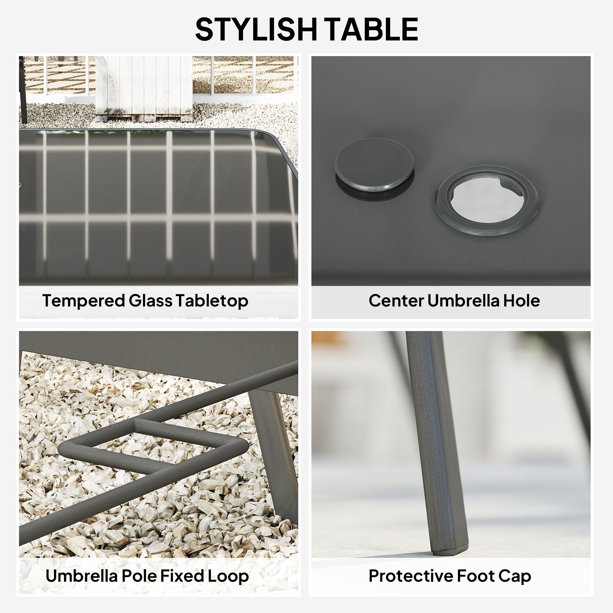 Seven-Piece Outdoor Dining Set - Charcoal Grey