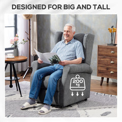 Fynco - Power Lift Recliner Armchair, Electric Lift Chair for Elderly, Fabric Riser and Reclining Chair with Remote Control, Side Pockets, Extended Footrest, for Living Room, Charcoal Grey