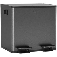 Fynco - 30L Dual Compartment Stainless Steel Bin, with Deodoriser Holders - Black