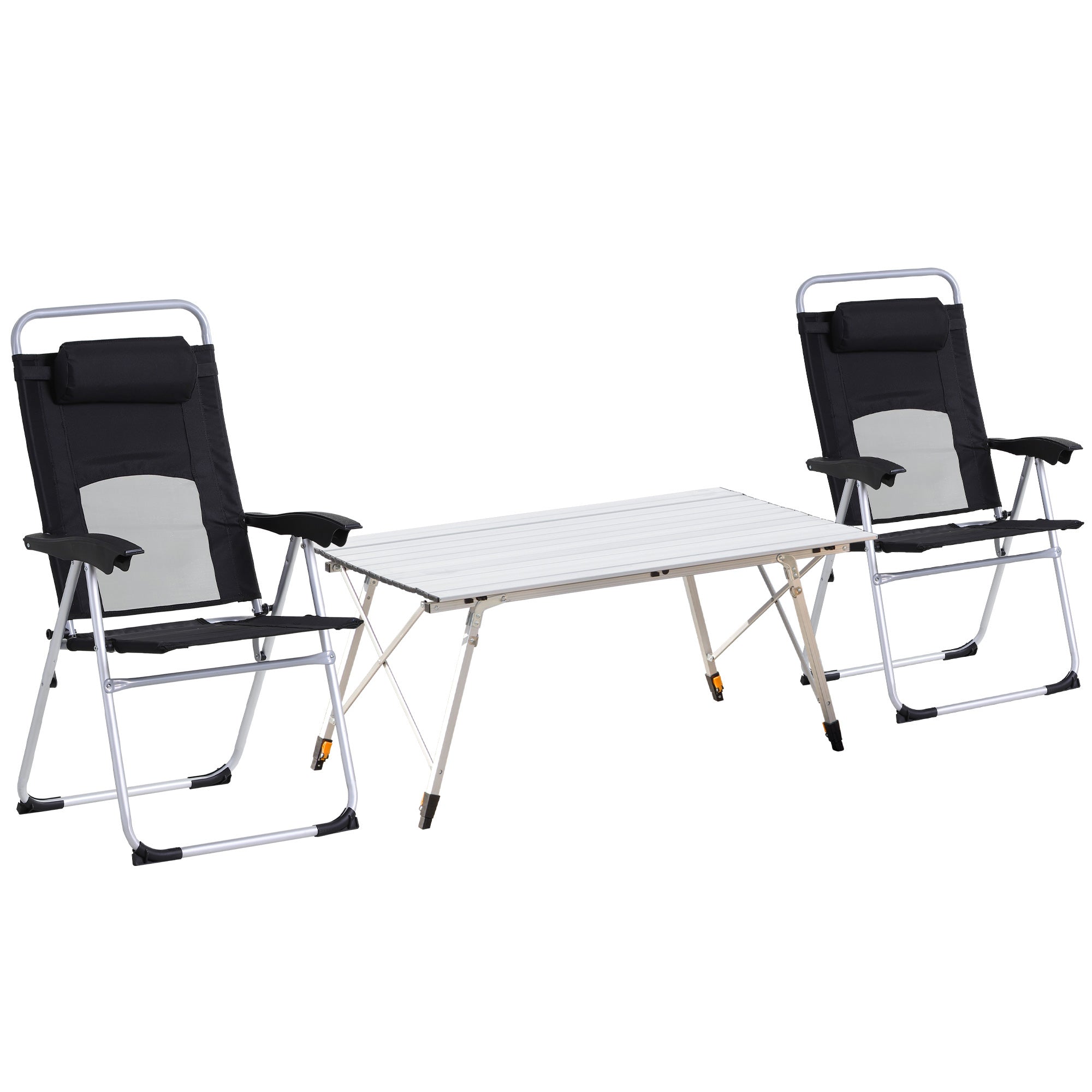 3 Piece Folding Camping Table and Chairs Set, Backpacking Chairs with Portable Table
