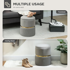 Fynco - Velvet-Feel Storage Ottoman - Light Grey