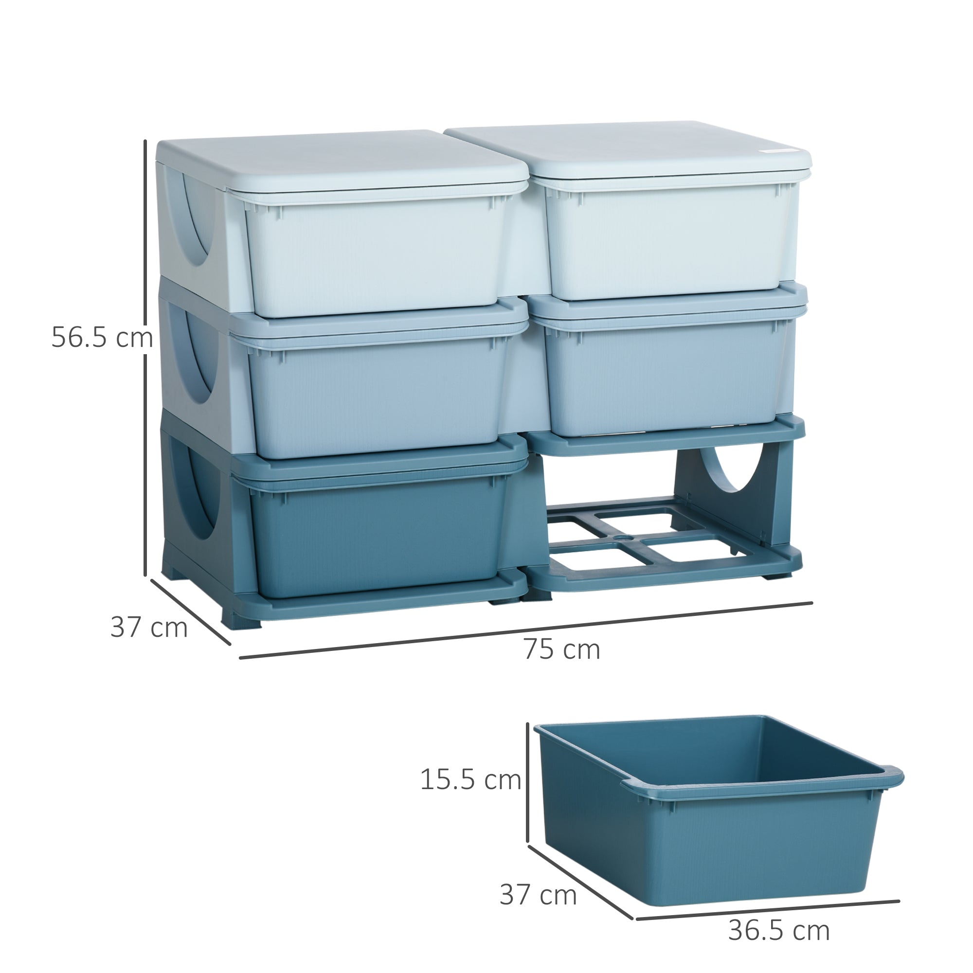 Kids Storage Unit, with Six Drawers - Blue