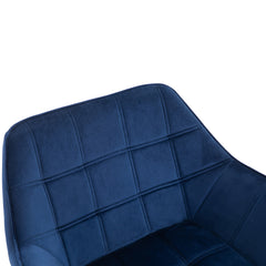 Armchair Accent Chair, Vanity Chair with Wide Arms, Slanted Back, Padding, Metal Frame, Wooden Legs, Home Bedroom Furniture Seating, Set of 2, Blue