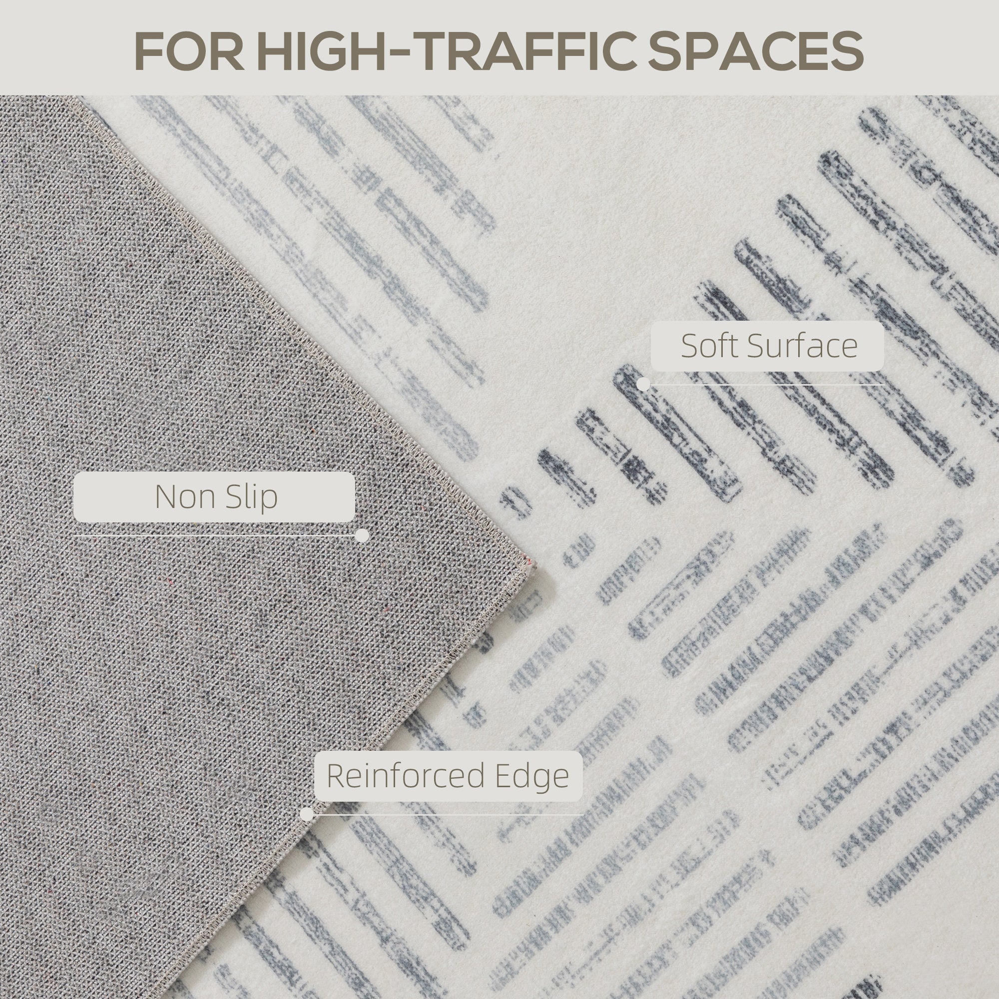 Fynco - Modern Area Rug, Geometric Pattern Non-Slip Washable Rug, Soft Floor Carpet for Living Room, Bedroom, Dining Room, Home Office, 290 x 200 cm, Grey