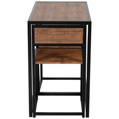Dining Table and Chairs Set 2, Dining Room Sets, Rectangular Space Saving Table and 2 Chairs for Compact Kitchens, Steel Frame, Natural