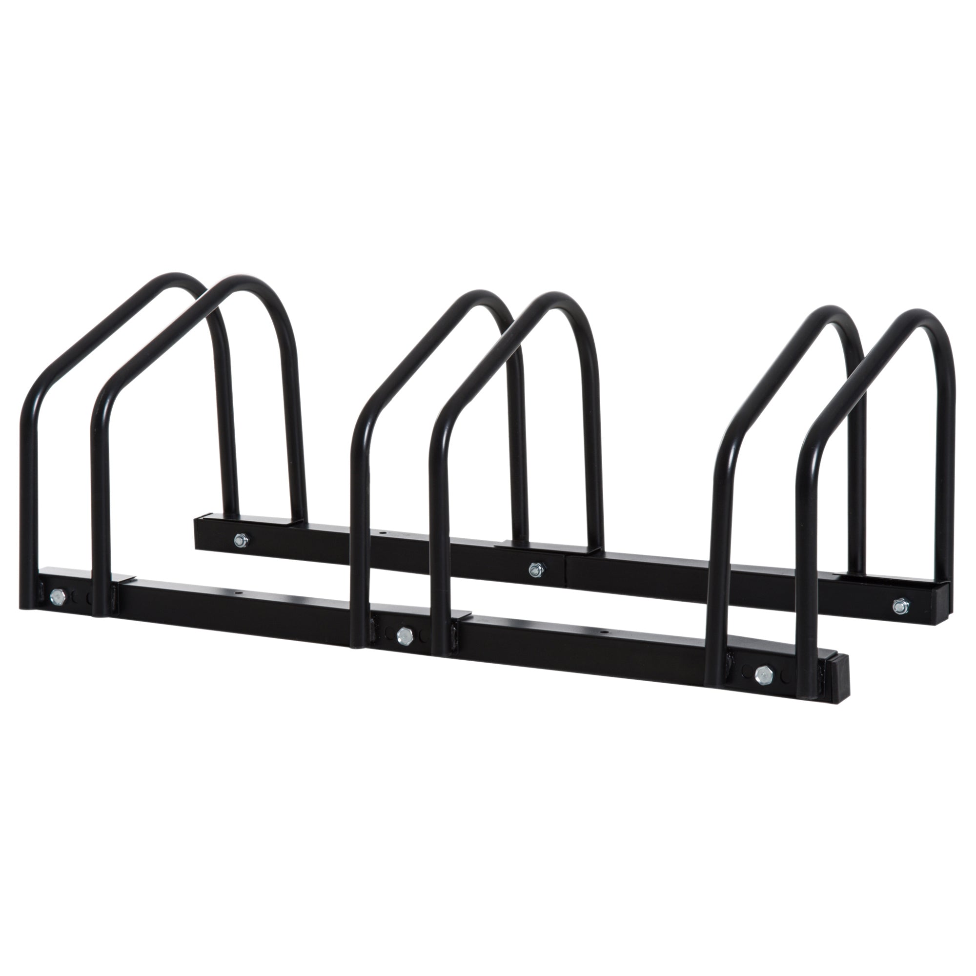 Bike Stand Parking Rack Floor or Wall Mount Bicycle Cycle Storage Locking Stand (3 Racks, Black)