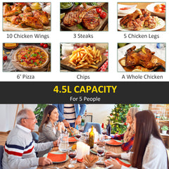 4.5L Air Fryer, 1500W Air Fryer Oven with Rapid Air Circulation, Adjustable Temperature, Timer and Nonstick Basket for Oil Less or Low Fat Cooking, Black