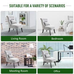 Fabric Single Sofa Dining Chair Tub Chair Upholstered W/ Pillow Solid Wood Leg Home Living Room Furniture Grey