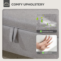 Fynco - 16L Linen Storage Ottoman Padded Footstool with Rubberwood Legs for Storage Box, Bed End, Shoe Bench, Seating, Light Grey