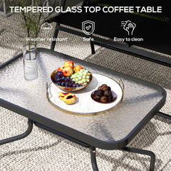 Four-Piece Metal Garden Sofa Set - Black