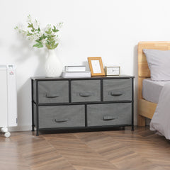 Chest of Five Fabric Drawers - Grey