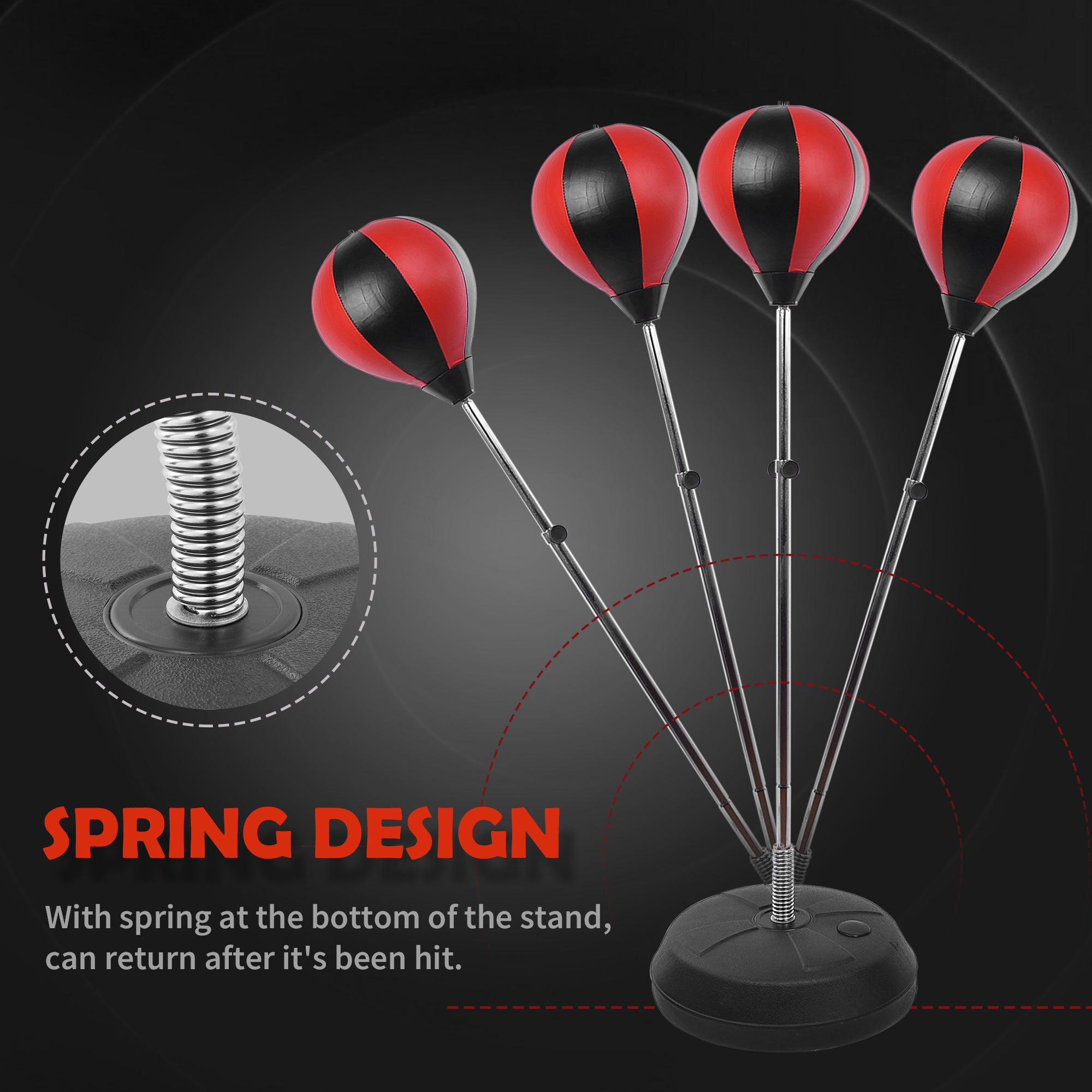 Training Boxing Punch Ball Set 125-145H x Φ43cm with Gloves Air Pump, 4-Position Adjustable Height Freestanding Boxing Speed Ball for Teenagers Exercise Training