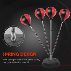 Training Boxing Punch Ball Set 125-145H x Φ43cm with Gloves Air Pump, 4-Position Adjustable Height Freestanding Boxing Speed Ball for Teenagers Exercise Training