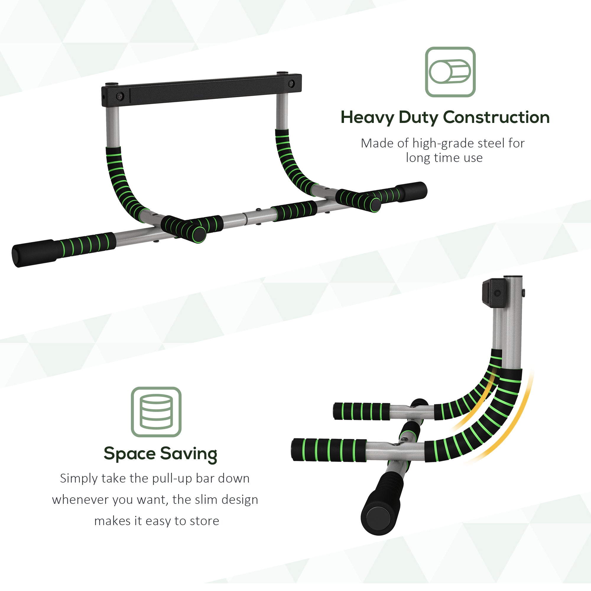 Pull-Up Bar for Doorway, Home Fitness Door Horizontal Push up Bar for Indoor Gym Upper Body Workout, Green