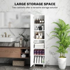 Fynco - Tall Bathroom Cabinet, Freestanding Bathroom Cabinet with Adjustable Shelves and Double Doors