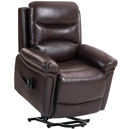 Fynco - Power Lift Recliner Chair with Vibration Massage, Heat, USB - Brown