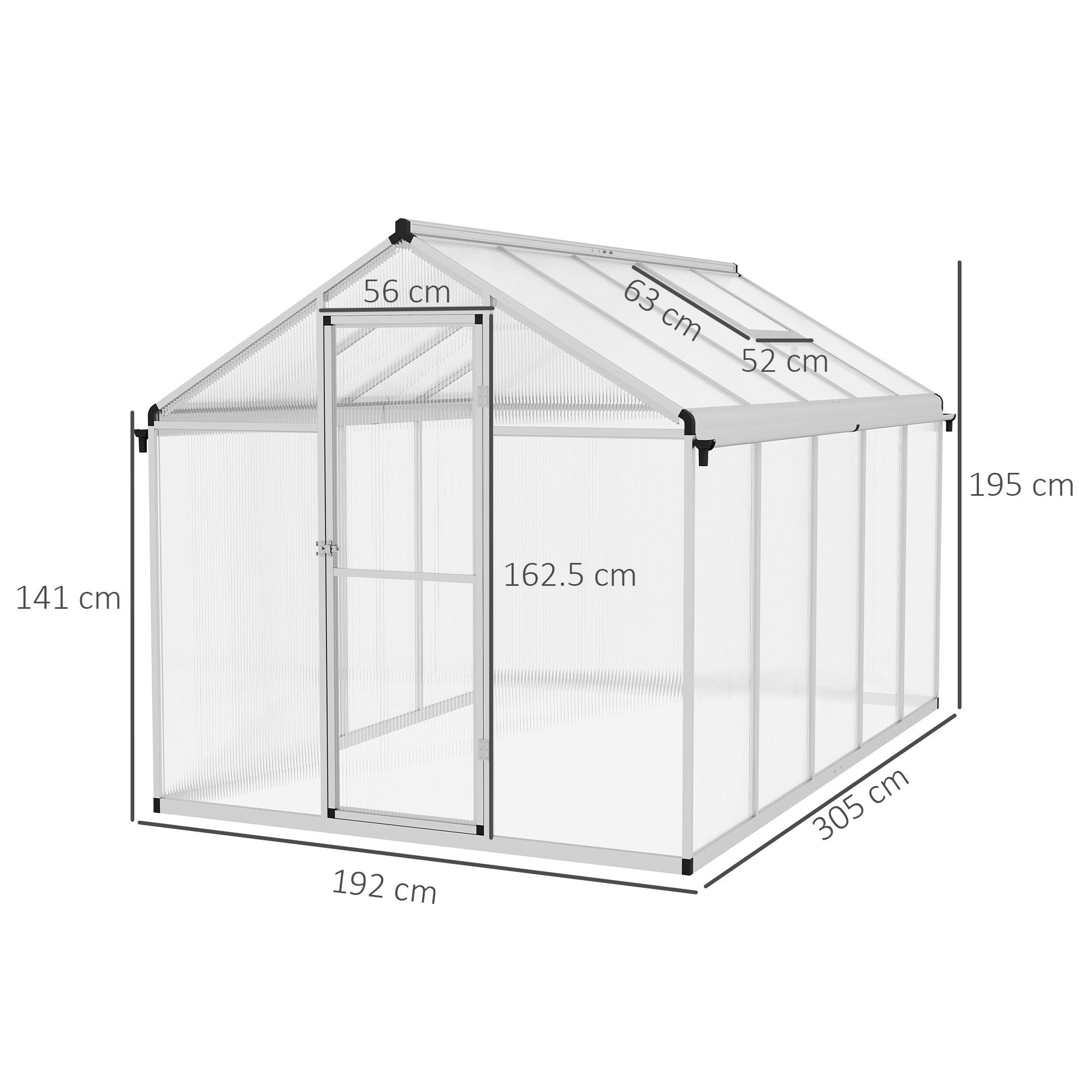 10 x 6ft Aluminium Frame Walk-In Greenhouse