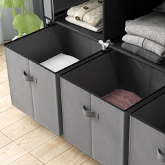 Fabric Wardrobe for Bedroom, Portable Wardrobe with 5 Shelves, 2 Hanging Rails and 3 Fabric Drawers, Foldable Closet, 125 x 43 x 162.5cm, Dark Grey