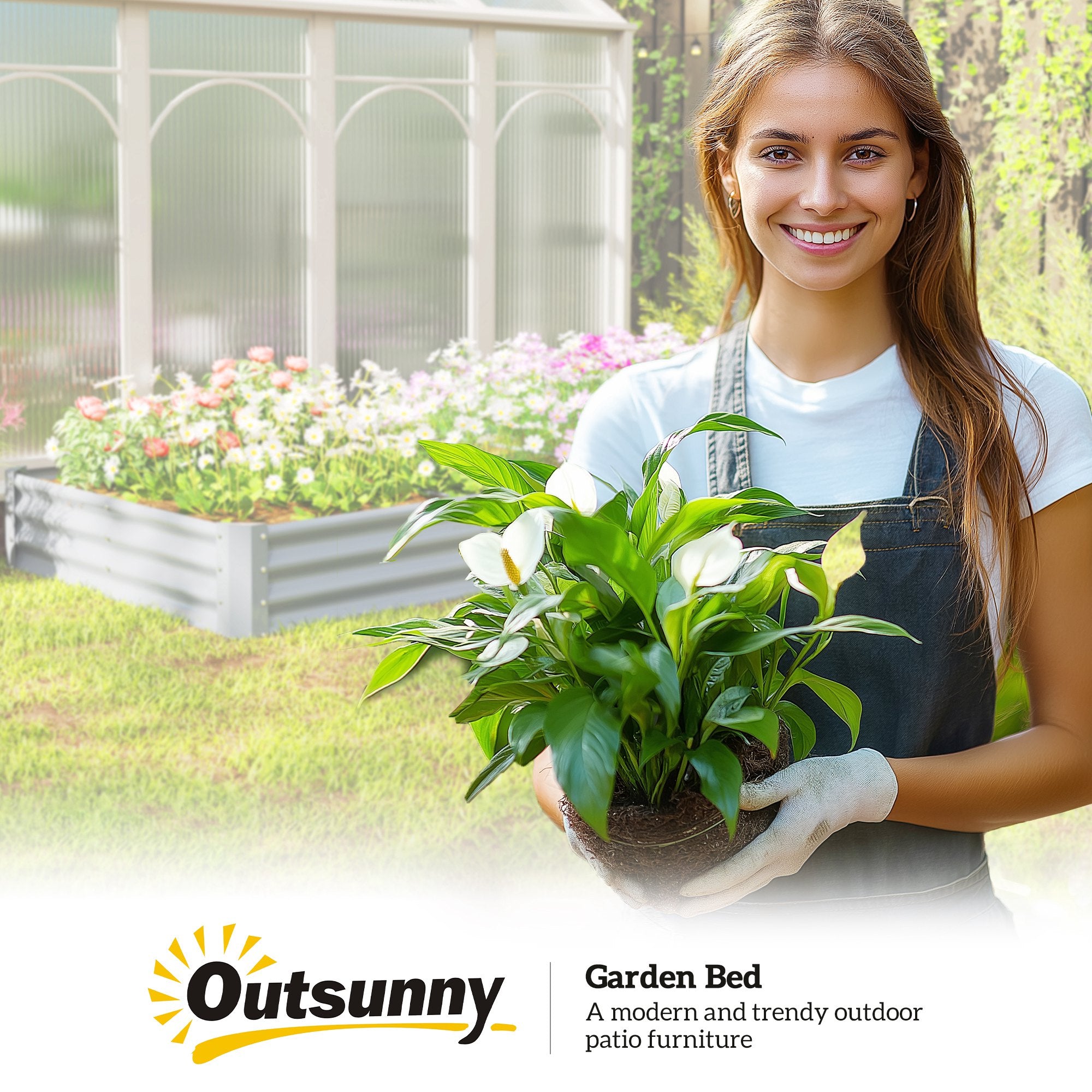 Fynco - 240 x 120cm Galvanised Steel Open Planter - Silver