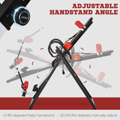 Gravity Inversion Table with Safety Belt Adjustable Hand Stand for Muscle Pain Relief, Red